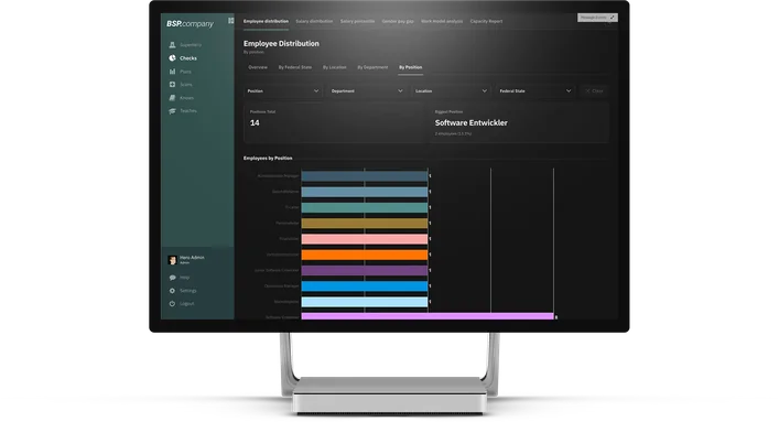 HEROCHECKS interface: analysis of how staff are distributed by position