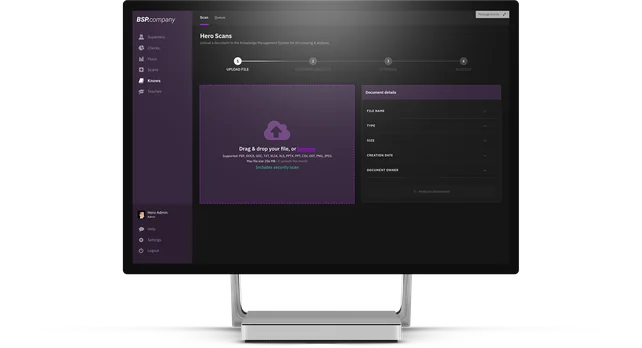HEROKNOWS document capture: drop area for files with metadata fields
